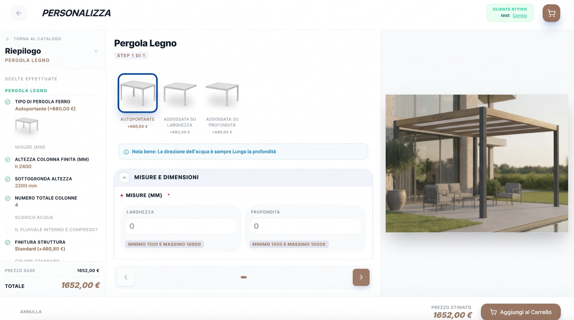 Configurazione di una pergola in legno: tipo, misure e prezzo stimato